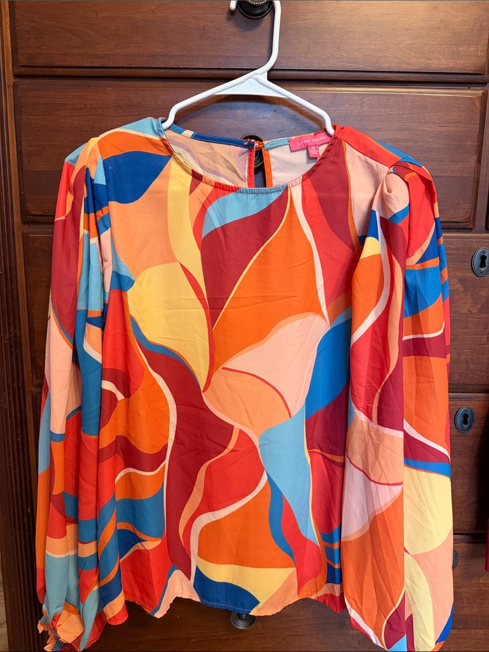 Flying Tomato Colorful Abstract Print Long Sleeve Top - Multi